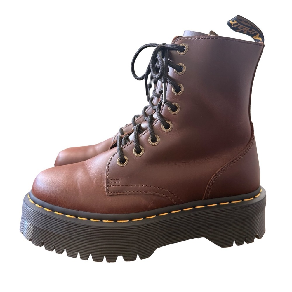 Dr Martens Jadon Platform Boots Brown Leather Classic Zip Womens 7 38 EU - Picture 3 of 13